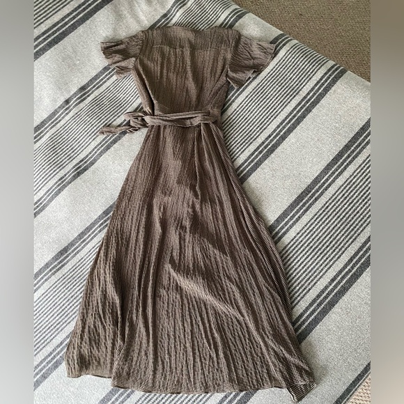 Mod Ref Brown gingham wrap dress size medium - Picture 11 of 16
